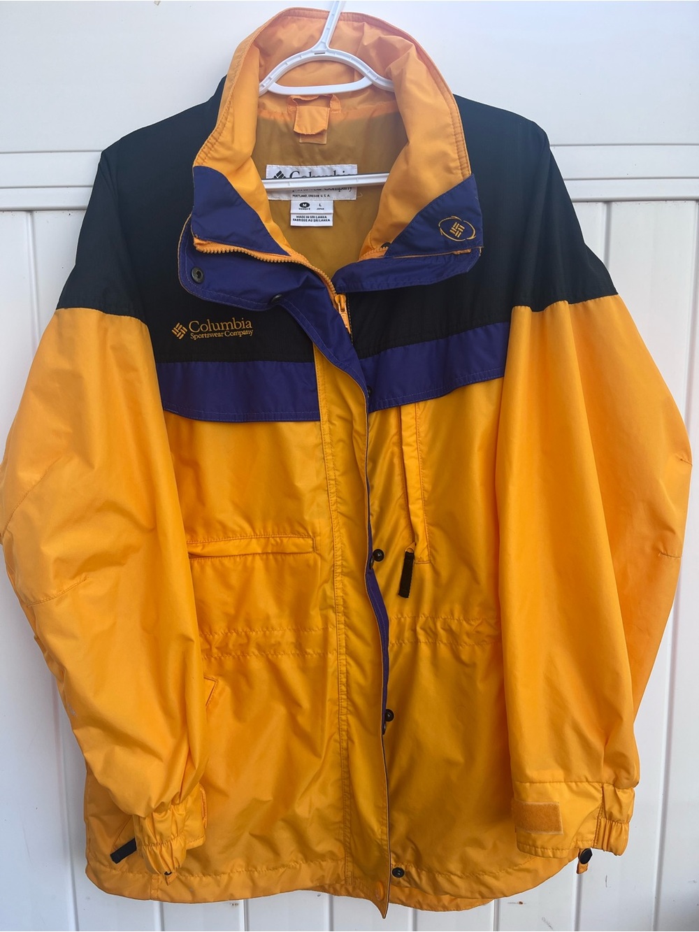 90’s Columbia Womens Yellow, Black & Purple Waterproof Jacket